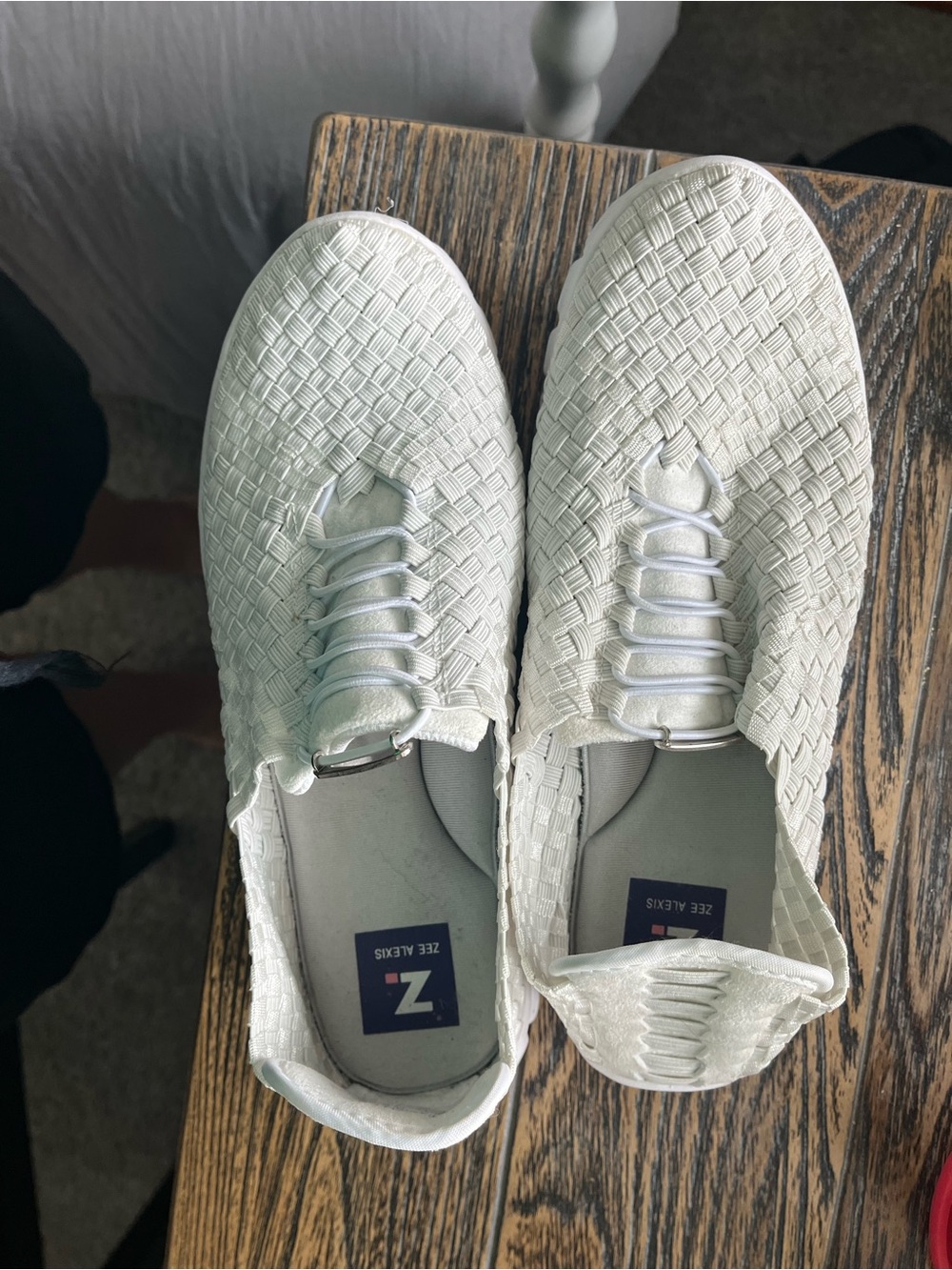 Zee Alexis Women’s Woven Slip-On Sneakers in White